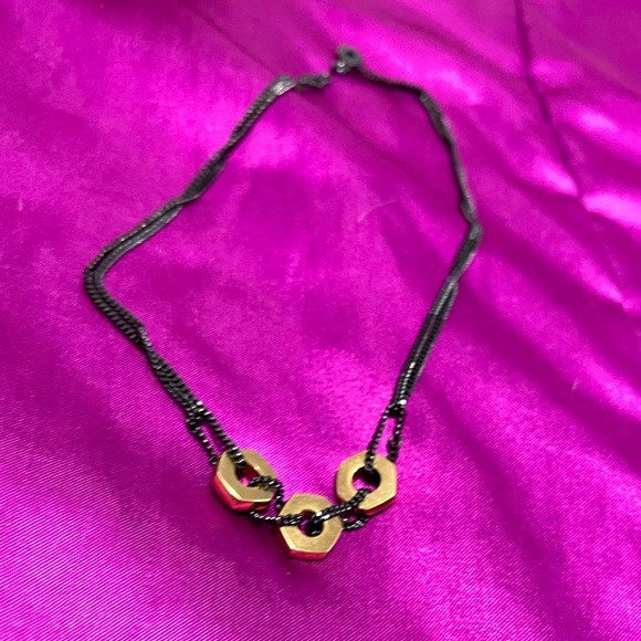 Marc Jacobs gunmetal and gold plated screw necklace. - Picture 1 of 9